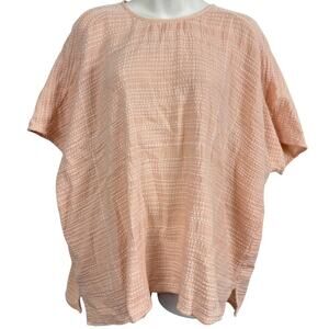 J Jill Pure Pink Blush Dolman Short Sleeve Oversized Embroidered Cotton Top L